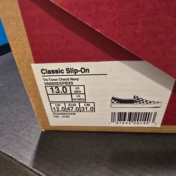 VANS CLASSIC CHECKERBOARD SLIP-ON Blue (VN000D5PBX9) Skateboarding Mens 13 NEW - Picture 10 of 10